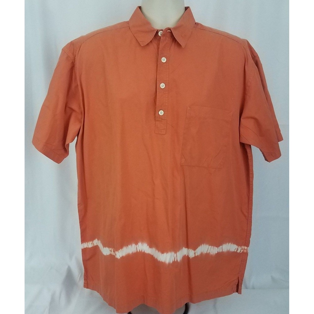 Horny Toad Shirt Mens Orange 1/2 Button SS Tie Dye Cotton Casual Sz L C51